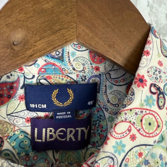 Fred Perry x Liberty Dull Colorful Paisley Designer Button Up Shirt Mens 40 MED - Picture 4 of 8